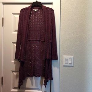 CAbi crochet LS Cardigan Deep purple
